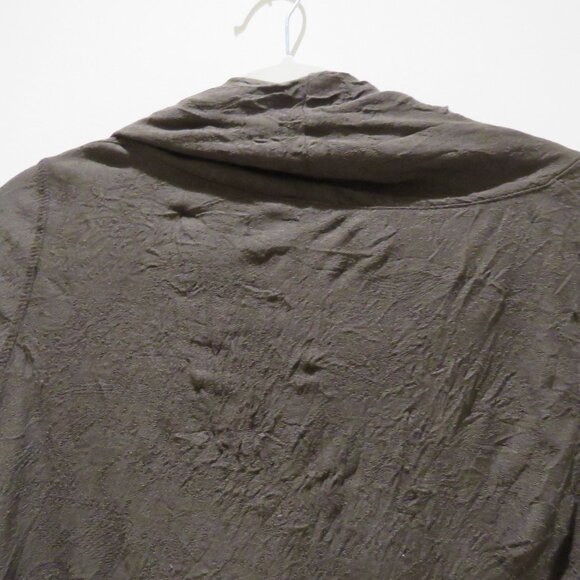 SNOSKINS Cowl Neck Crinkle Lagenlook Art To Wear Tunic Top in Chocolate Brown - Picture 13 of 14